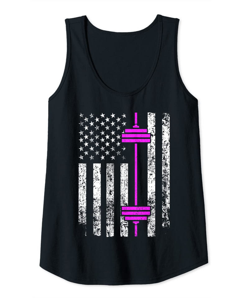 Workout American Flag Barbell Weightlifting Tank Top