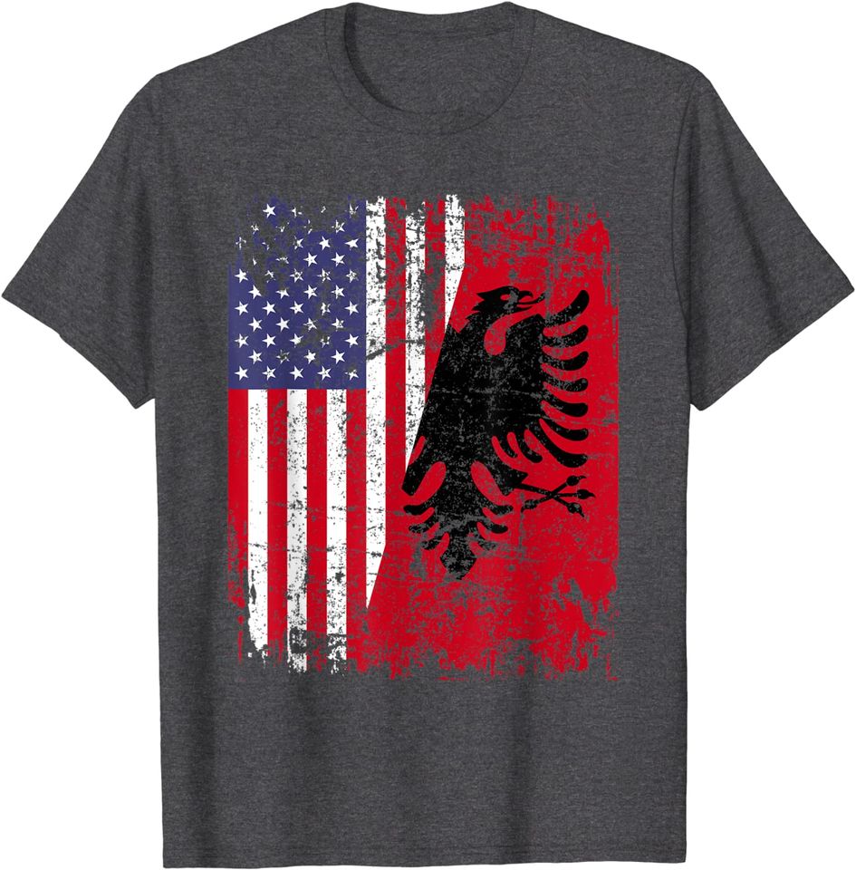 Albanian Red Eagle Half American T Shirt