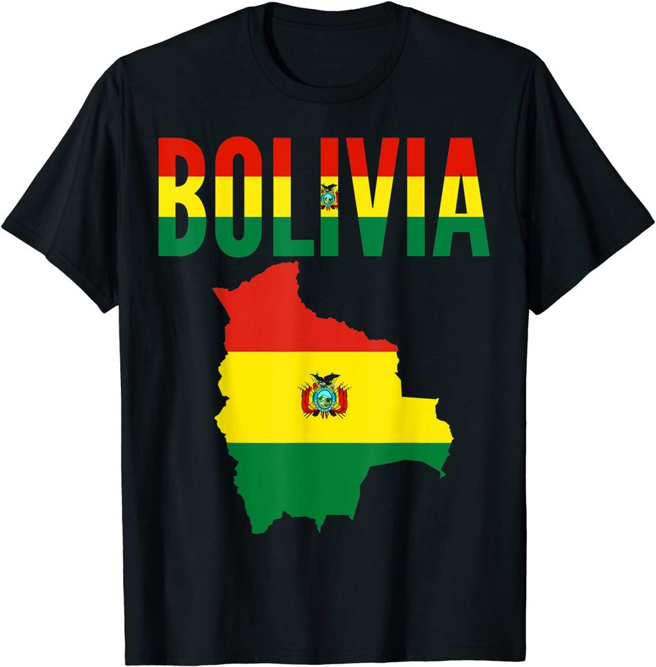 Bolivia Country Map Flag T Shirt