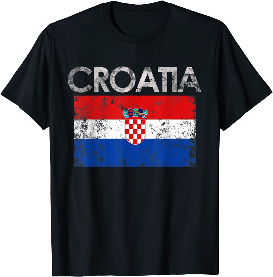 Vintage Croatia Croatian Flag Pride Gift T-Shirt