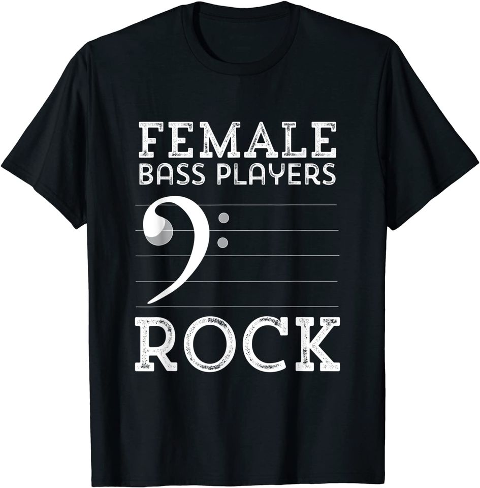 Female Bass Players Rock Double Bass Music T Shirt