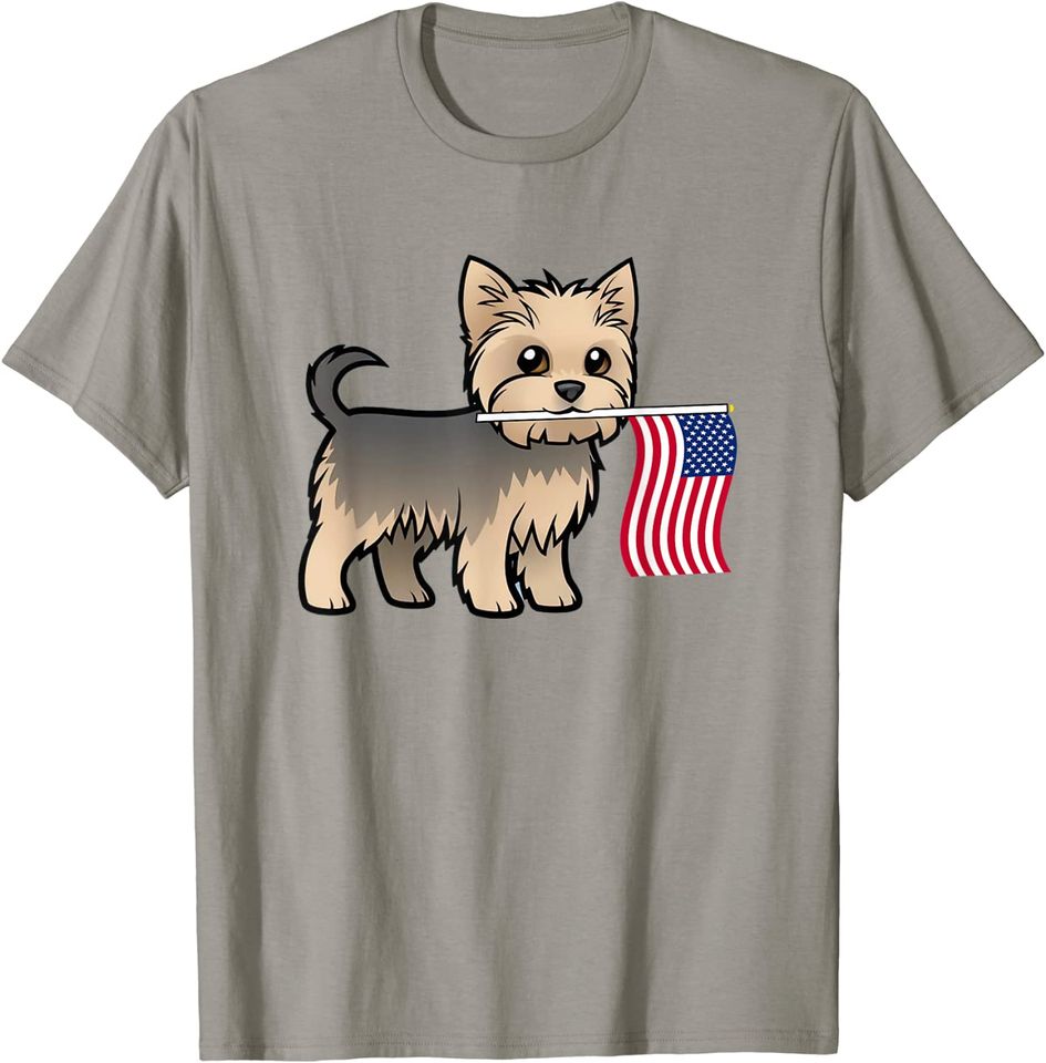 Yorkie American Flag Yorkshire Terrier Mom T-Shirt