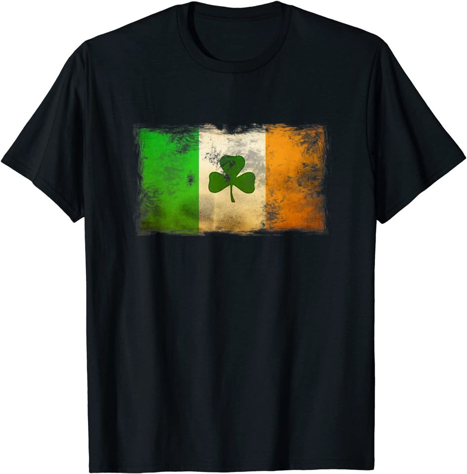 Distressed Ireland Flag Shamrock Vintage Irish Flags T Shirt