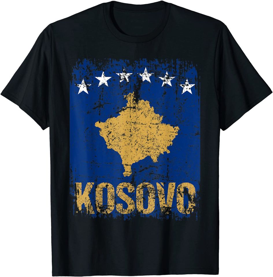 Kosovo Flag Vintage Distressed T Shirt