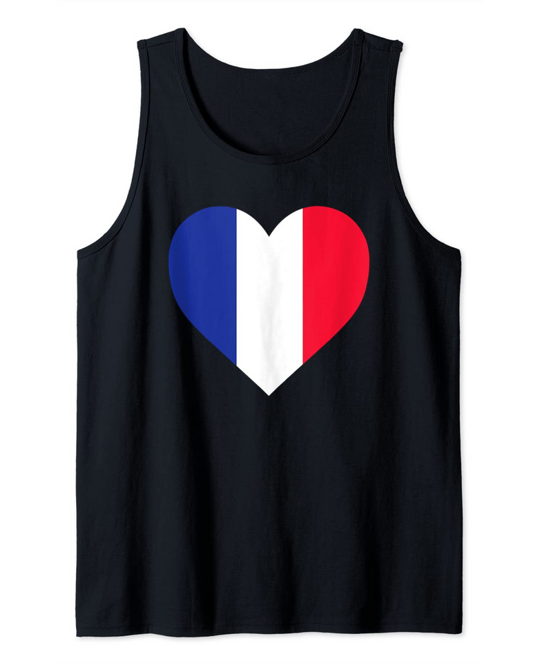 French Flag Heart France Nationale Bastille Day 14 July Tank Top