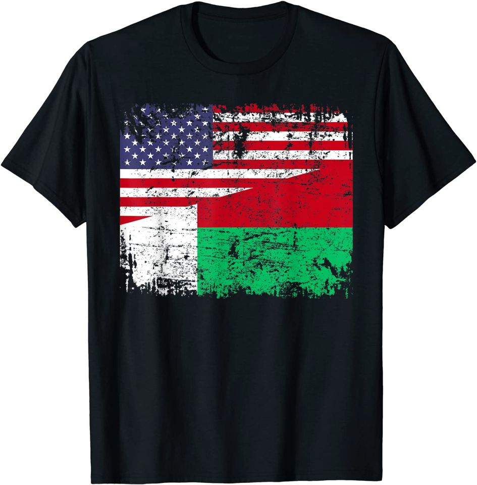 Madagascar Flag  Half American Flag T Shirt