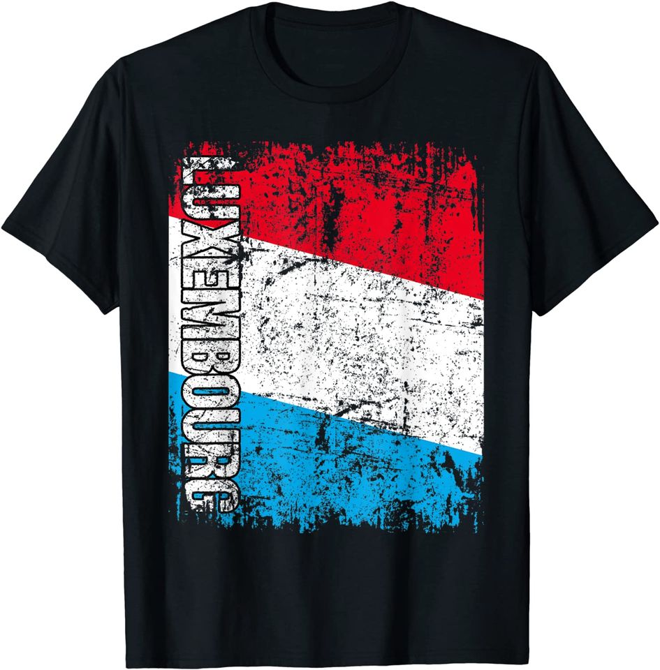 Luxembourg Flag Vintage Distressed T Shirt