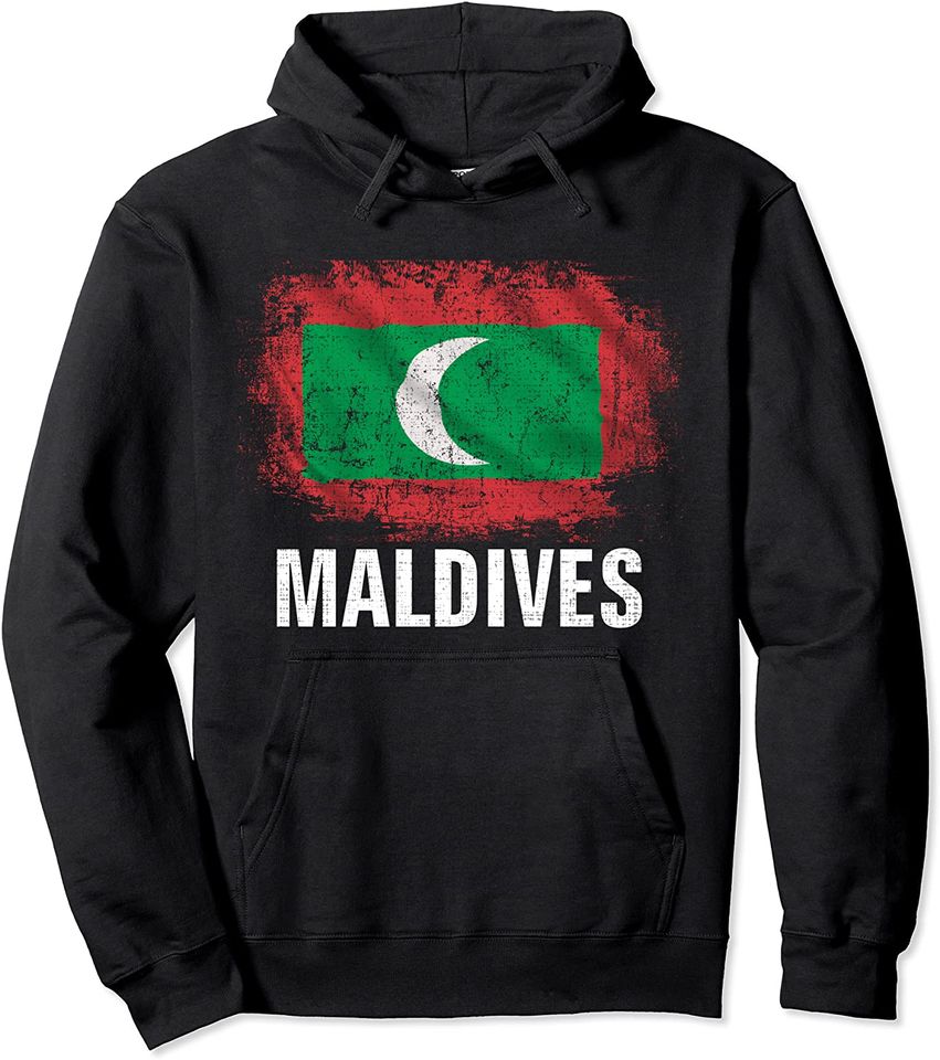 Vintage Maldives Flag For Maldivan Gift Pullover Hoodie