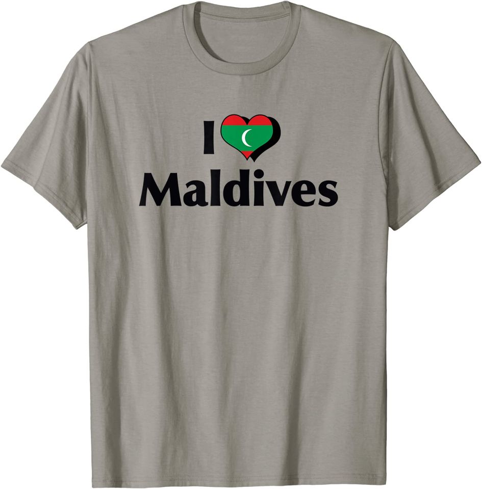 I Love Red Heart Flag of Maldives T-Shirt