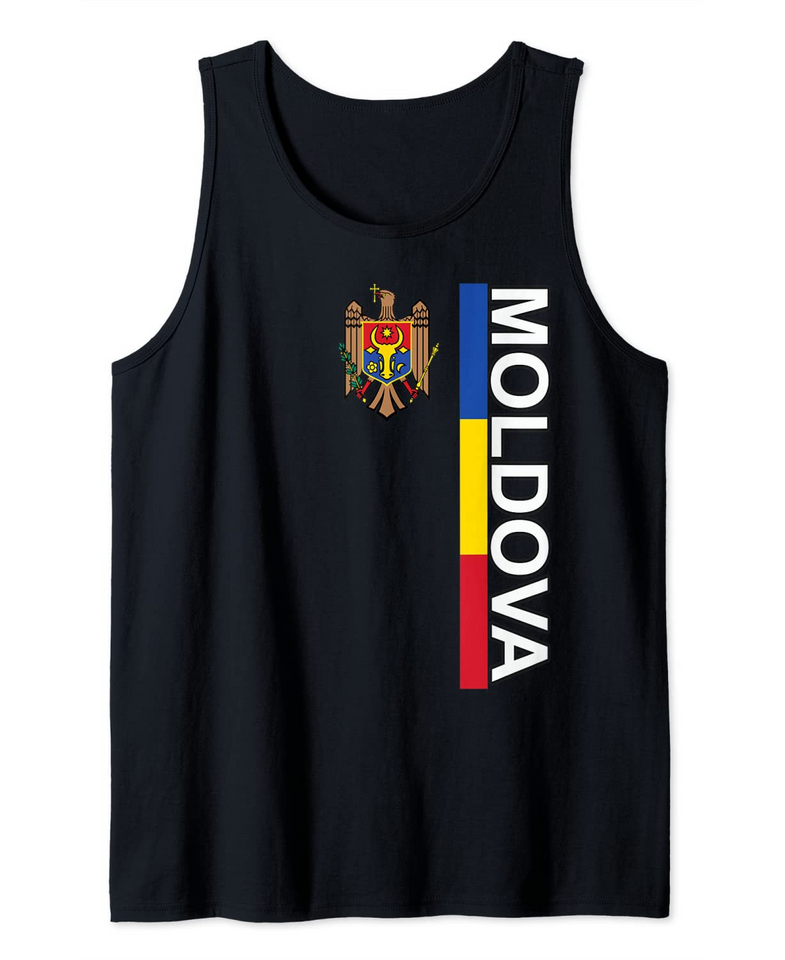 Moldovan Left-side Flag Image with Emblem of Moldova Tank Top