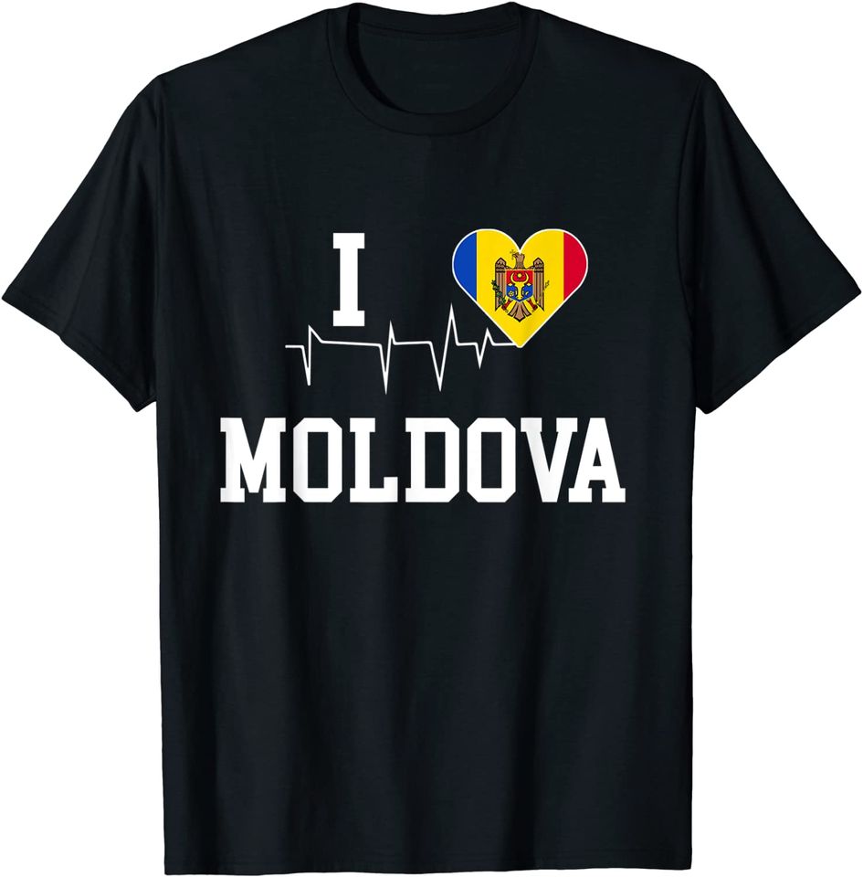 I Love Moldova Heartbeat Flag T-Shirt