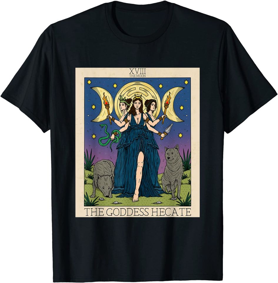 Hecate Triple Moon Goddess Hekate Wheel Witch Tarot Card T-Shirt