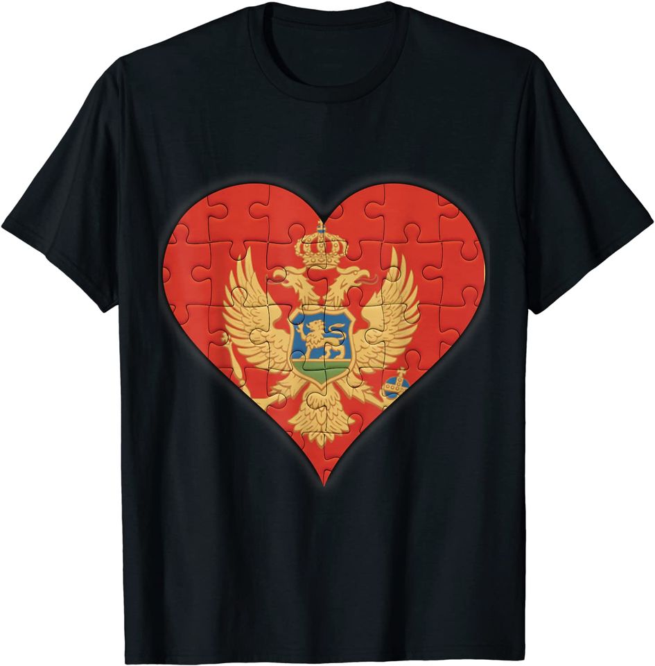 Montenegro Montenegrin Flag Heart T-Shirt
