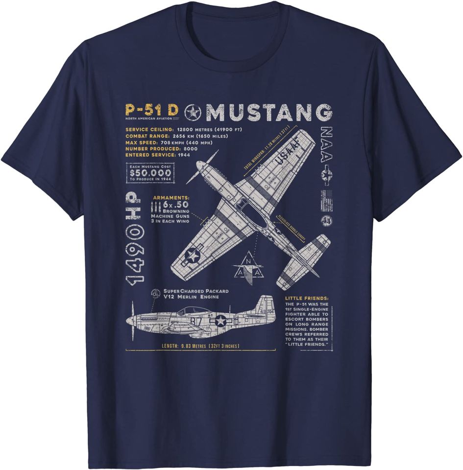 P-51 Mustang North American Aviation Vintage Fighter PlaneT Shirt