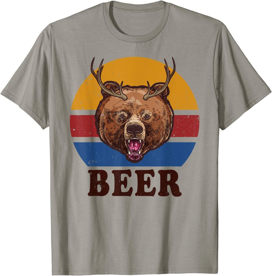 Funny Bear Deer Beer for Drink Lover Hunting Dad T-Shirt