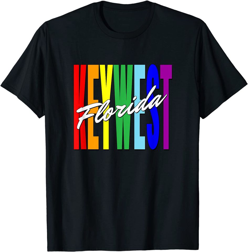 Key West Florida Rainbow Letters T-Shirt