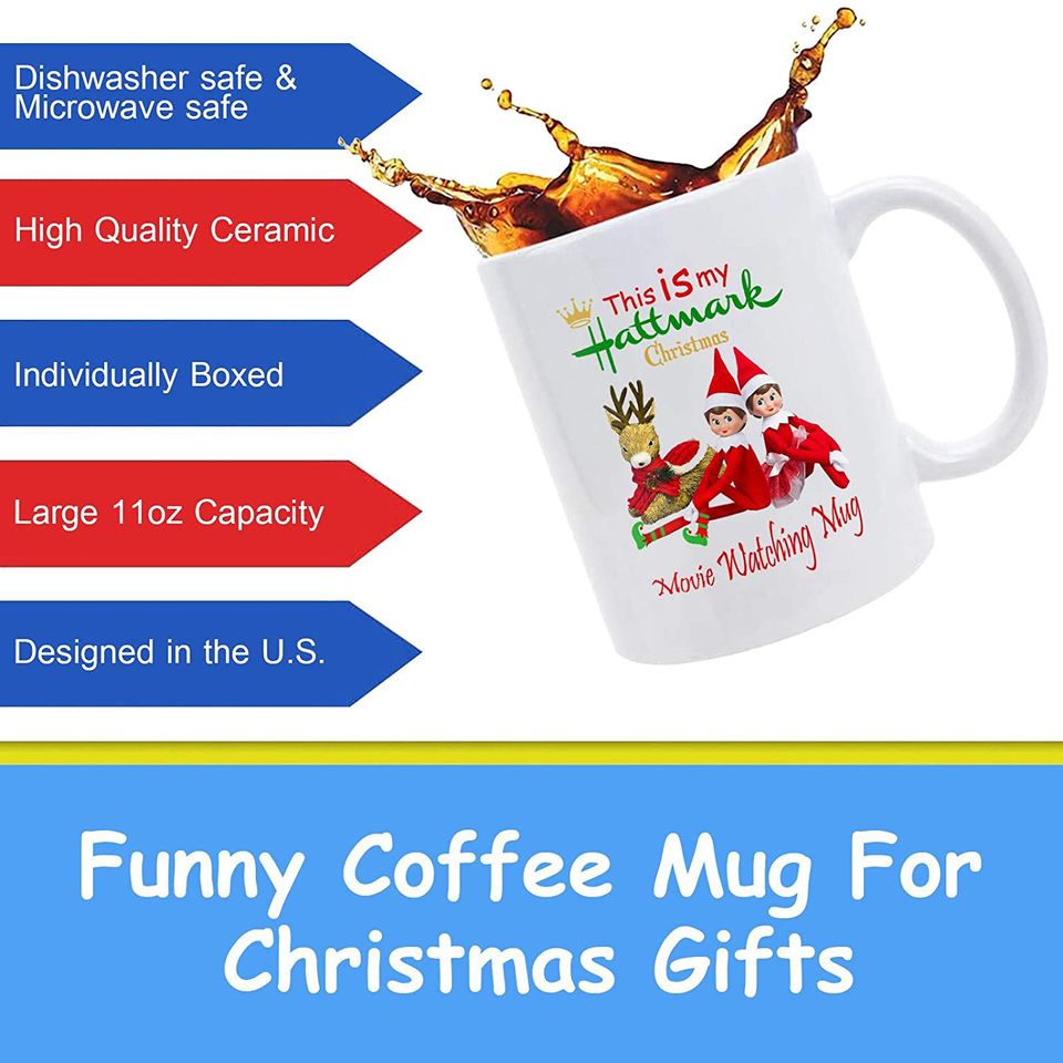 Christmas Movie Watching Mug, Elf Coffee Cup Birthday Holiday Gifts For Women, Friends, Kids