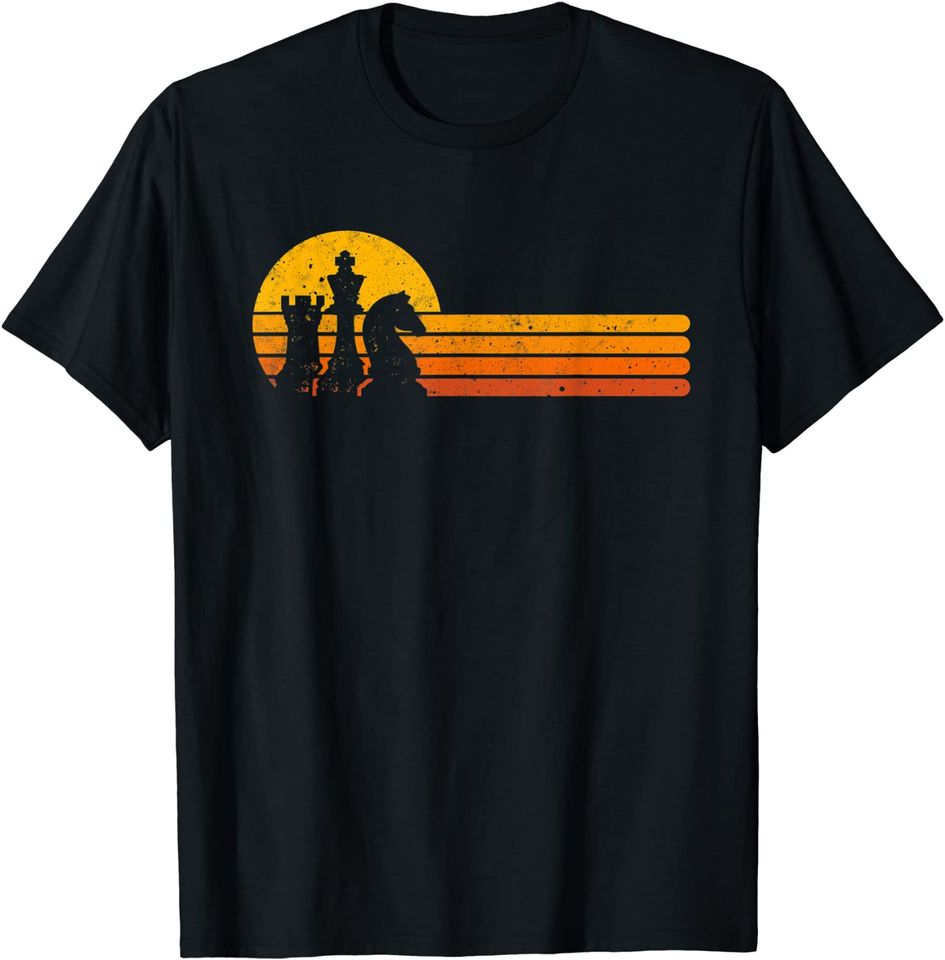 Vintage Chess Player Sunset Pieces T Shirt