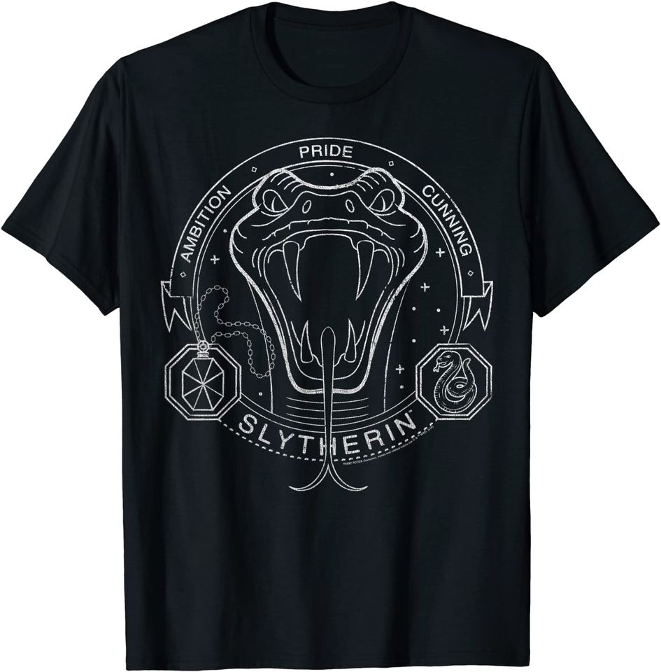 Slytherin Line Art Snake Symbol T-Shirt