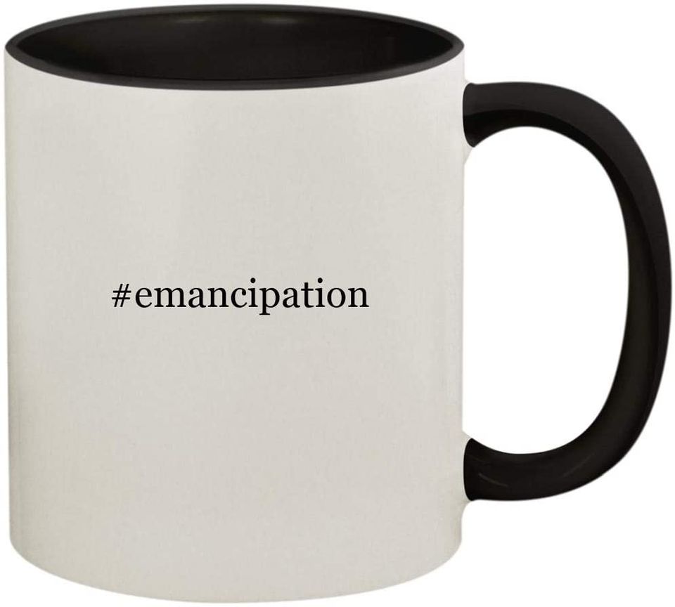 Colored Handle and Inside Emancipation Coffee Mug Cup, Black