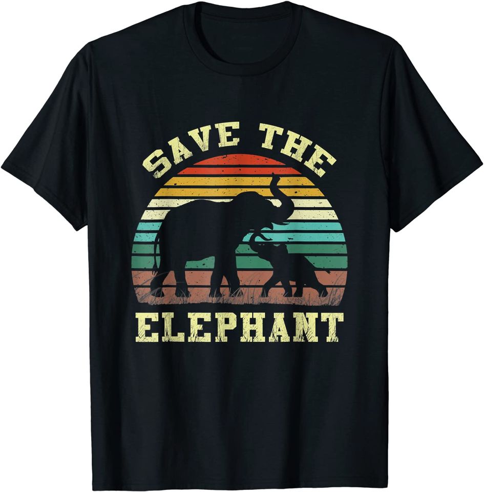 Retro Save The Elephants T Shirt