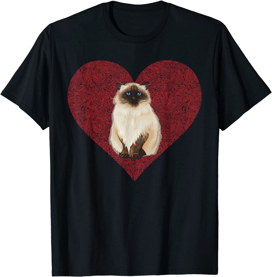 The Himalayan Valentines Day Cat Love Fingerprint T-Shirt