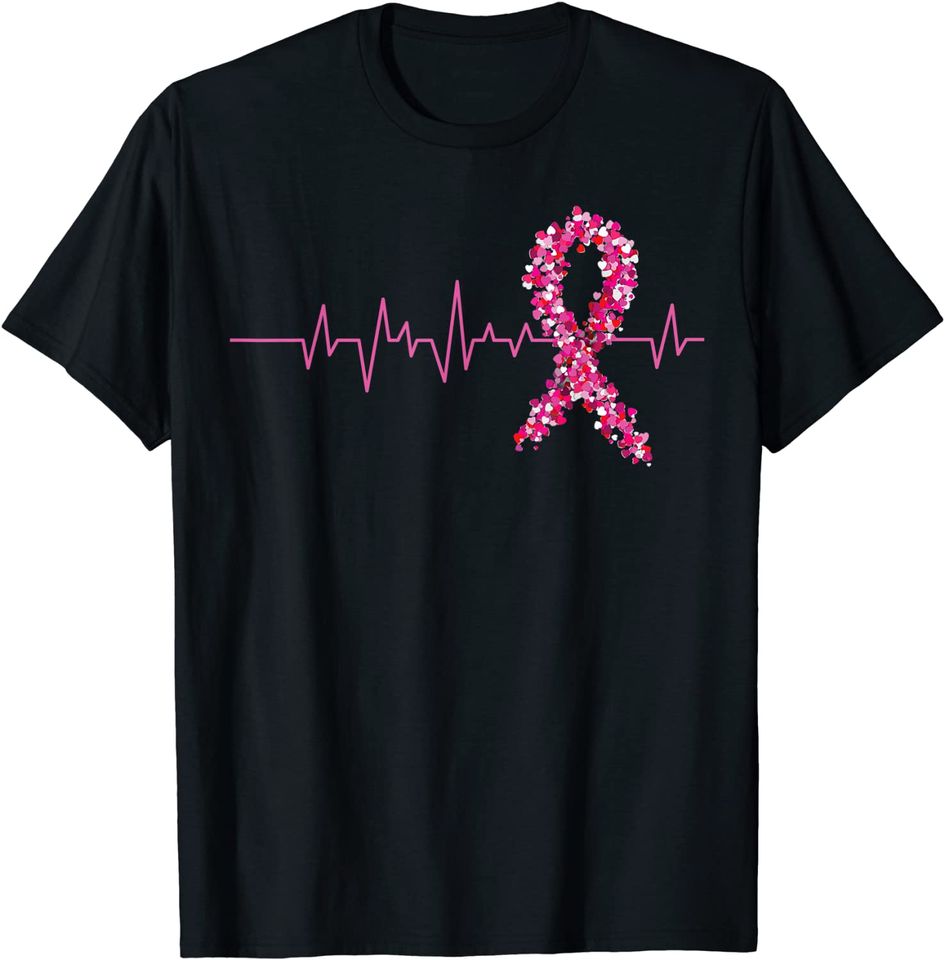 Pink Heartbeat Ribbon Breast Cancer Shirt Warrior Women T-Shirt
