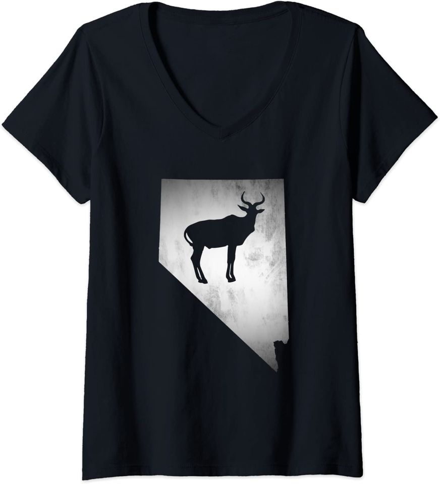 Pronghorn Antelope Hunting V-Neck T-Shirt