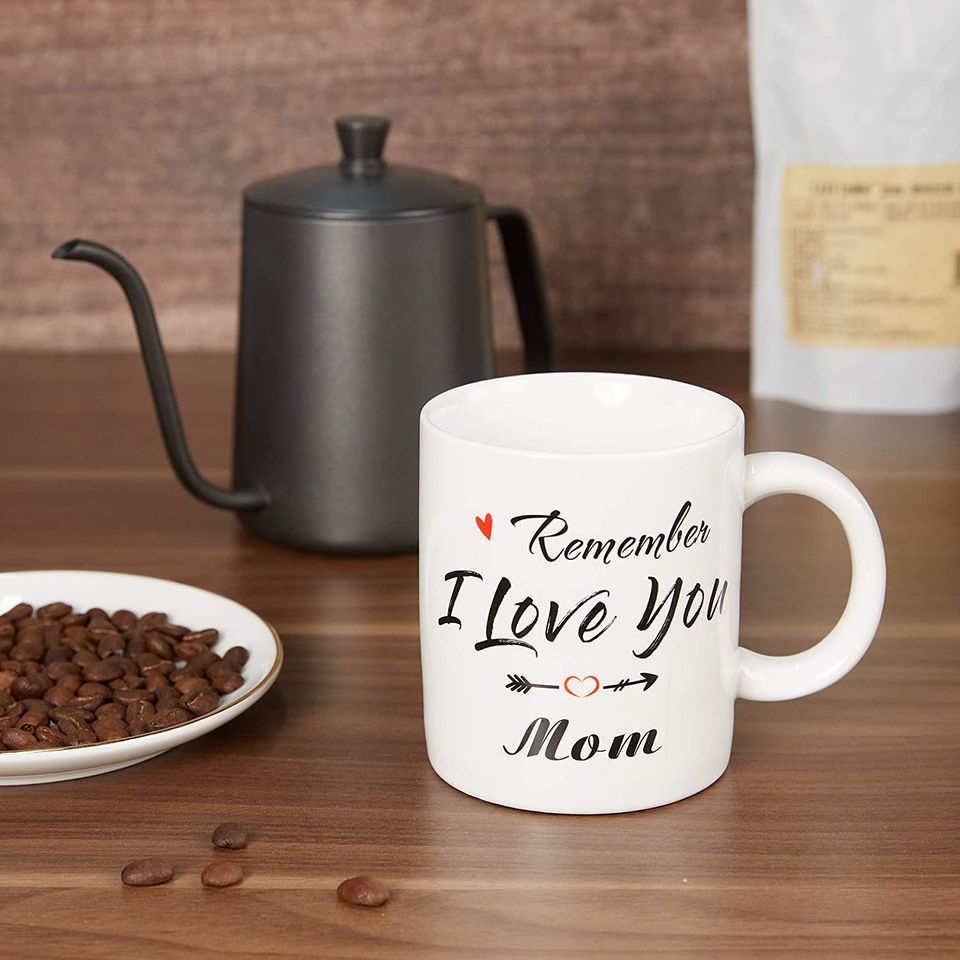 Gifts for Mom from Daughter Son, Remember I Love You Mom White Coffee Mugs for Women