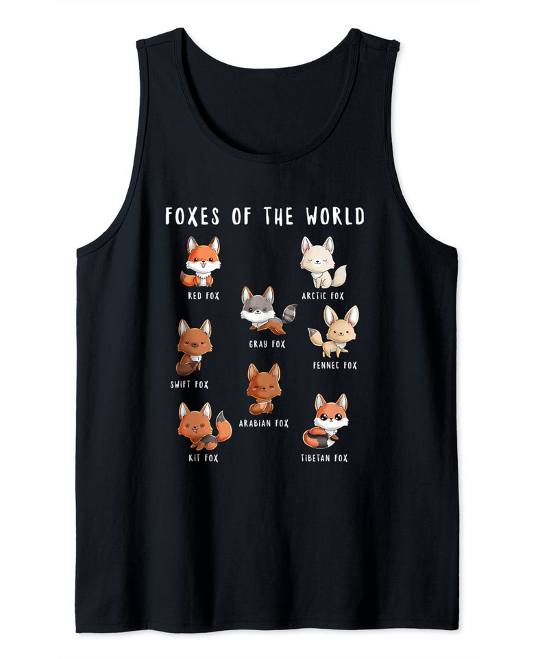 Foxes Of The World Funny Fox Animals Educational Cute Tank Top