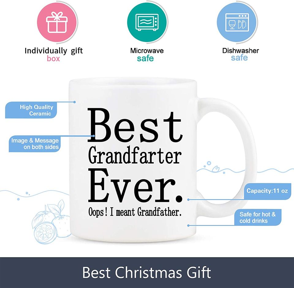 Best Grandfarter Ever I Meant Grandfather Mug Father's Day Gag Gifts Tea Cup for Grandfather Birthday Gifts for Men