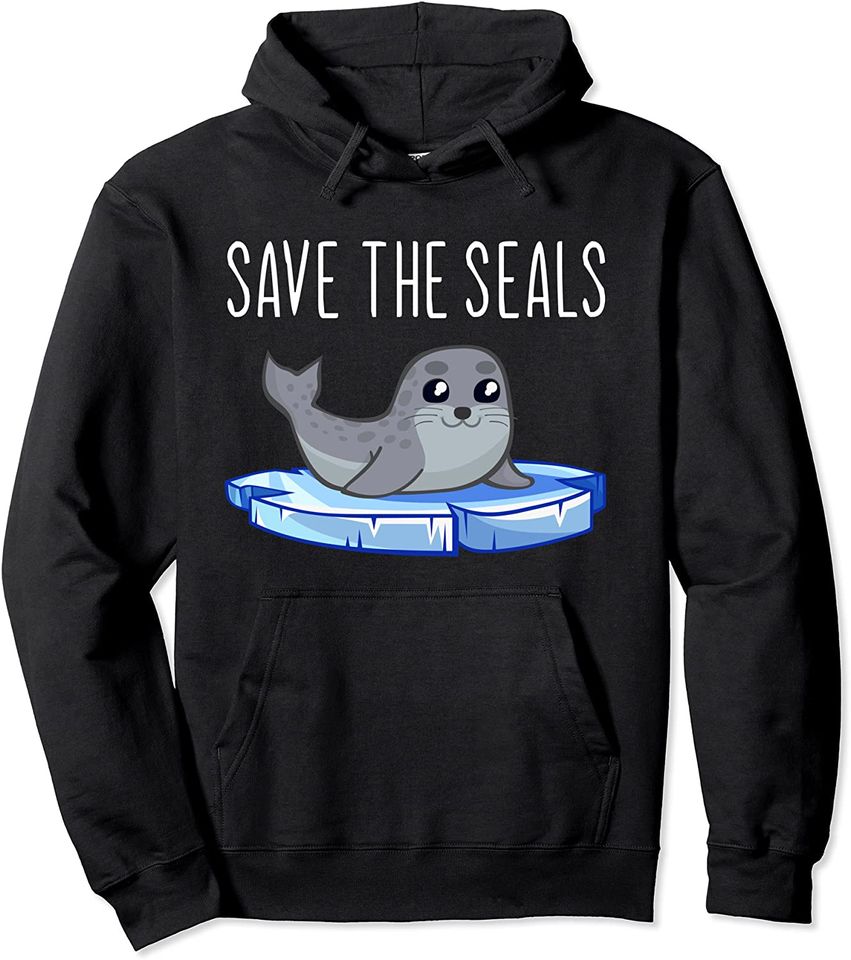 Save The Seals Lover Animal Activist Cute Baby Slogan Phrase Pullover Hoodie