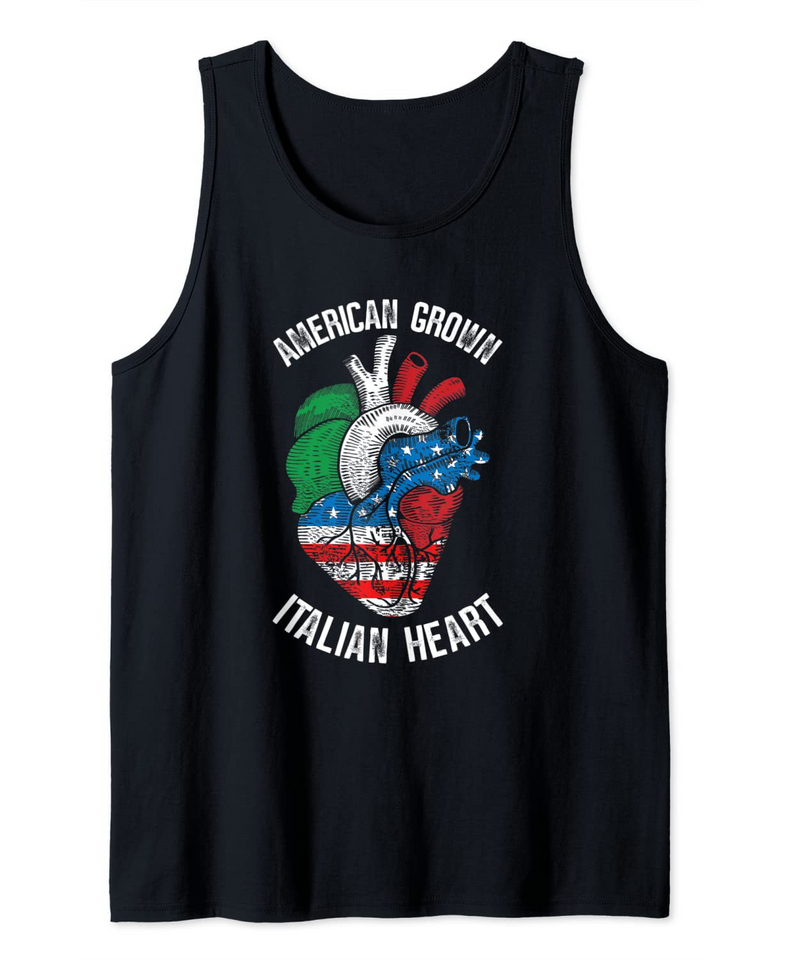 American Grown Italian Heart American Italian Columbus Day Tank Top