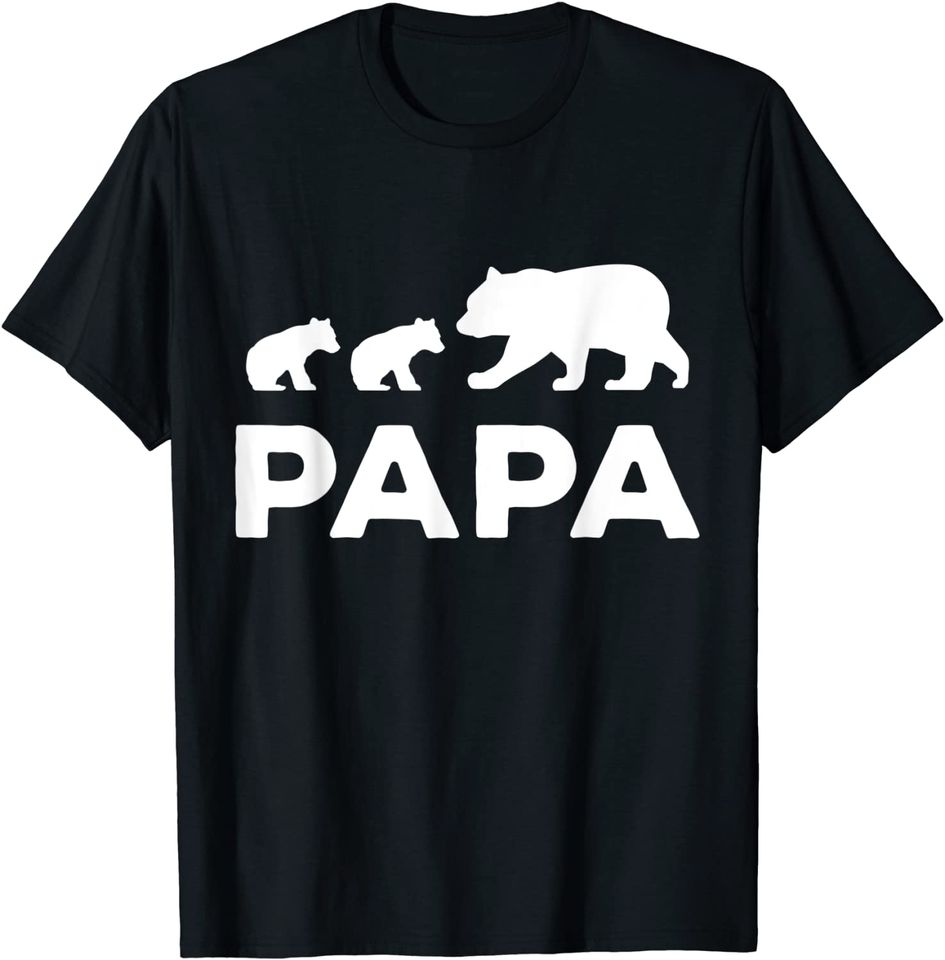 Mens Bear Papa With Two Cubs Proud Father Of Two Twins Family T-Shirt