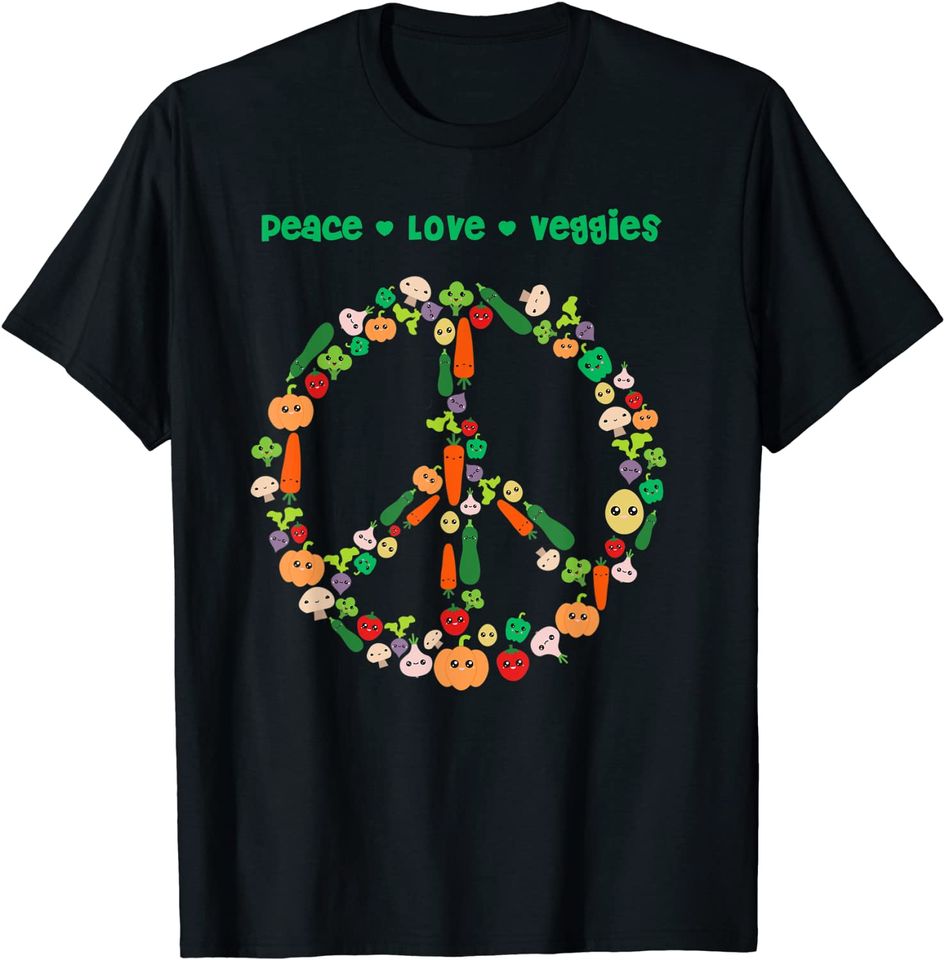 Kawaii Vegetables Peace Sign Funny T-Shirt