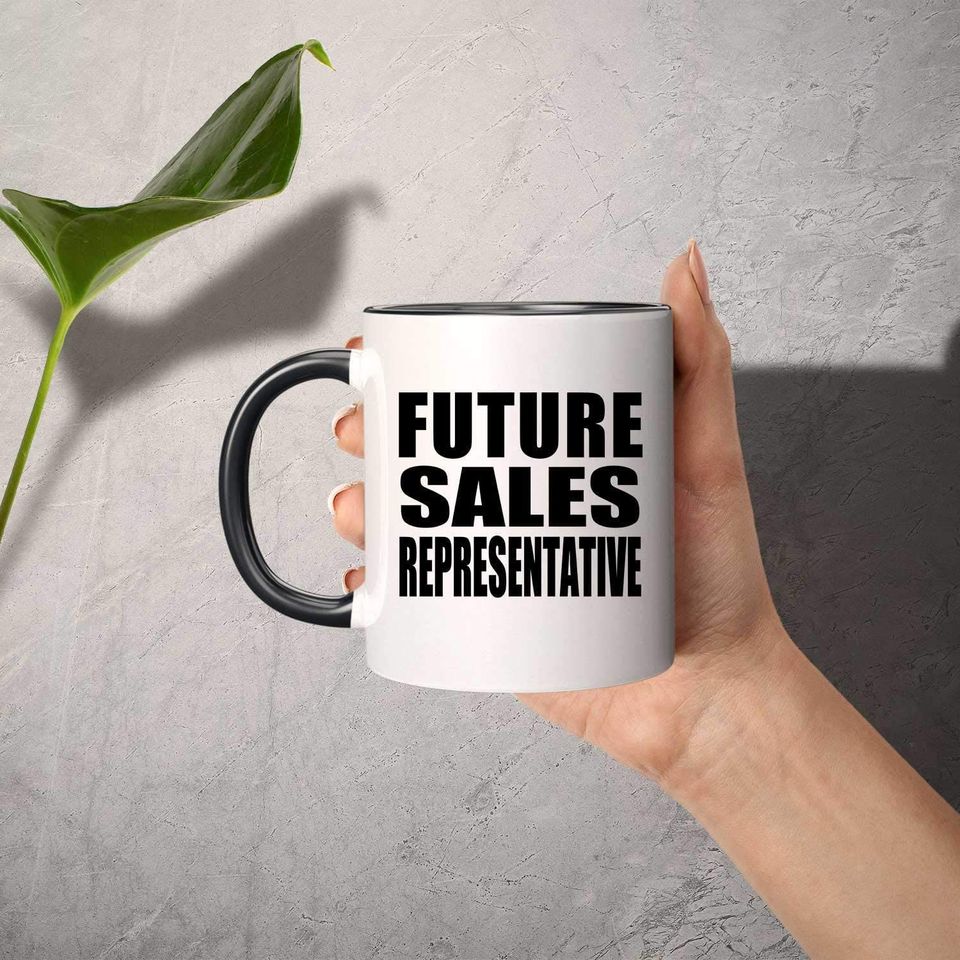Future Sales Representative - Accent Coffee Mug Black Ceramic Tea-Cup - for Friend Colleague Retirement Graduation Boss Birthday Anniversary