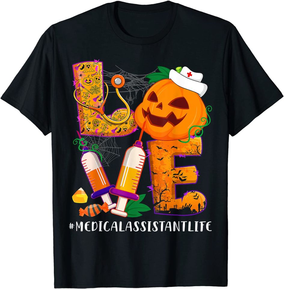 Love Medical Assistant Nurse Life Halloween Costume Pumpkin T-Shirt