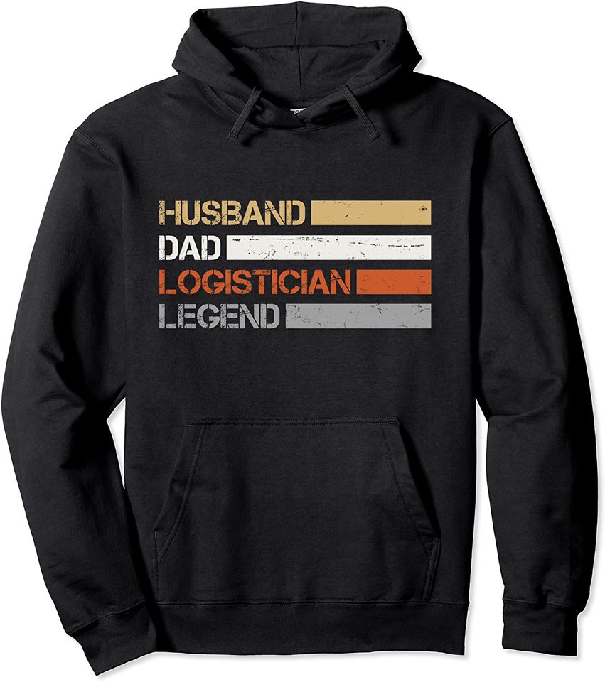 Retro Husband Dad Logistician Pullover Hoodie