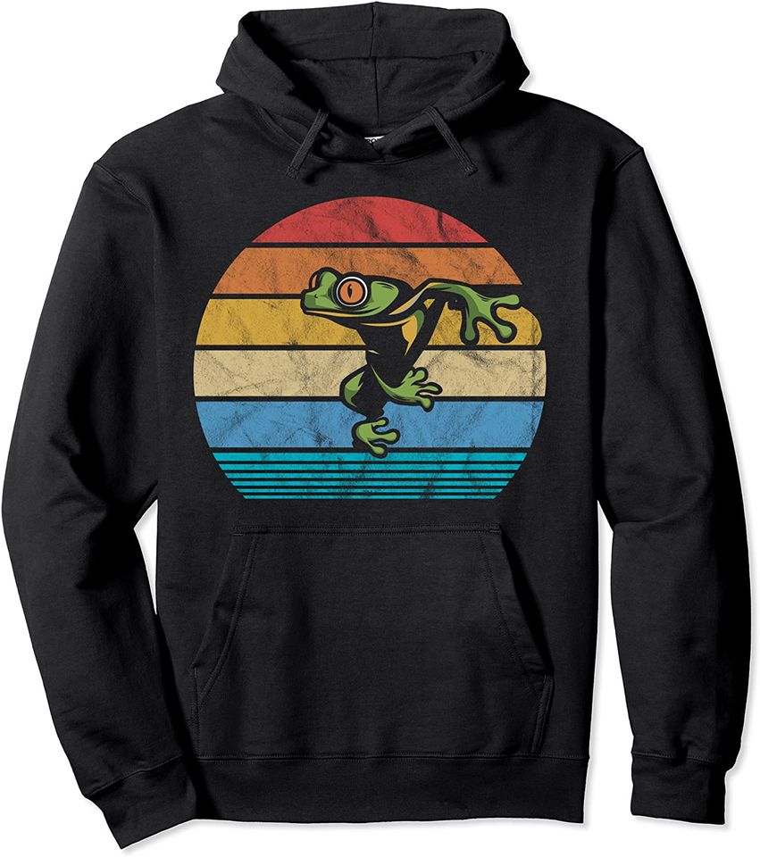 Red-Eyed Tree Frog Retro Amphibian Pet Lovers Pullover Hoodie