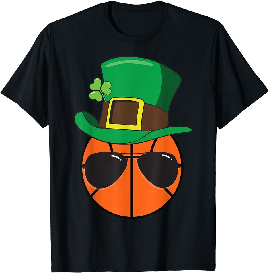 Basketball St Patricks Day Boys Men Ball Luck Leprechaun Hat T-Shirt