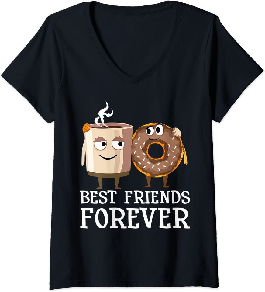 Donut Coffee Lover Gift For Men Women Best Friends V-Neck T-Shirt