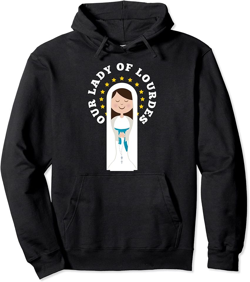 Our Lady Lourdes Immaculate Conception Mary Catholic Kids Pullover Hoodie