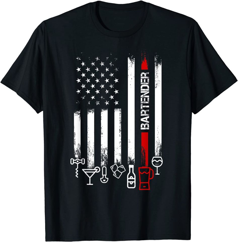 American Flag with Bartender T-shirt