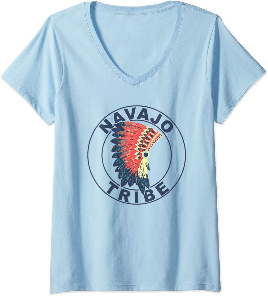 Navajo Tribe Headdress Proud Native American Navajo Nation V-Neck T-Shirt