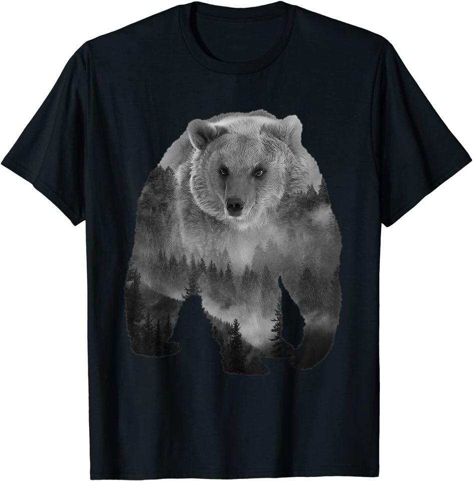 Bear silhouette bears forest nature designs T-Shirt