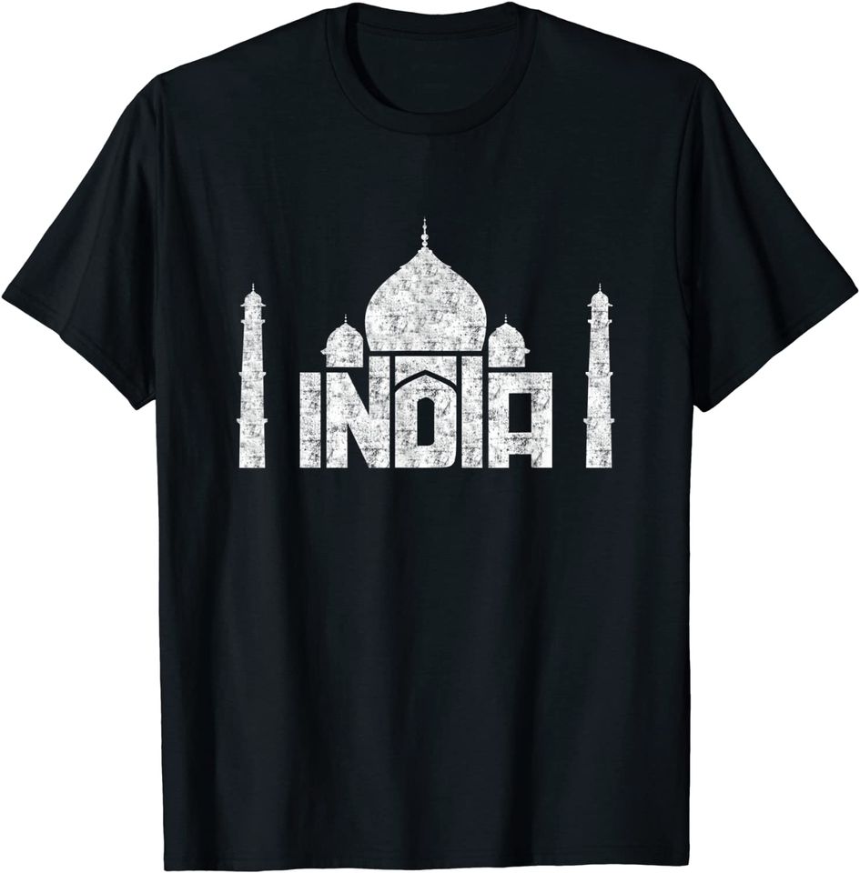 India Taj Mahal in Agra Typography Souvenir T Shirt