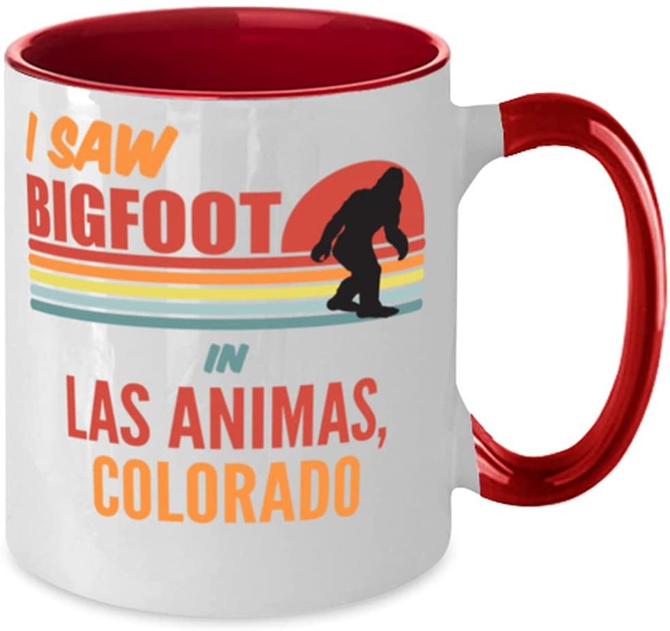 I Saw Bigfoot In Las Animas Colorado Two-Tone Coffee Mug Red