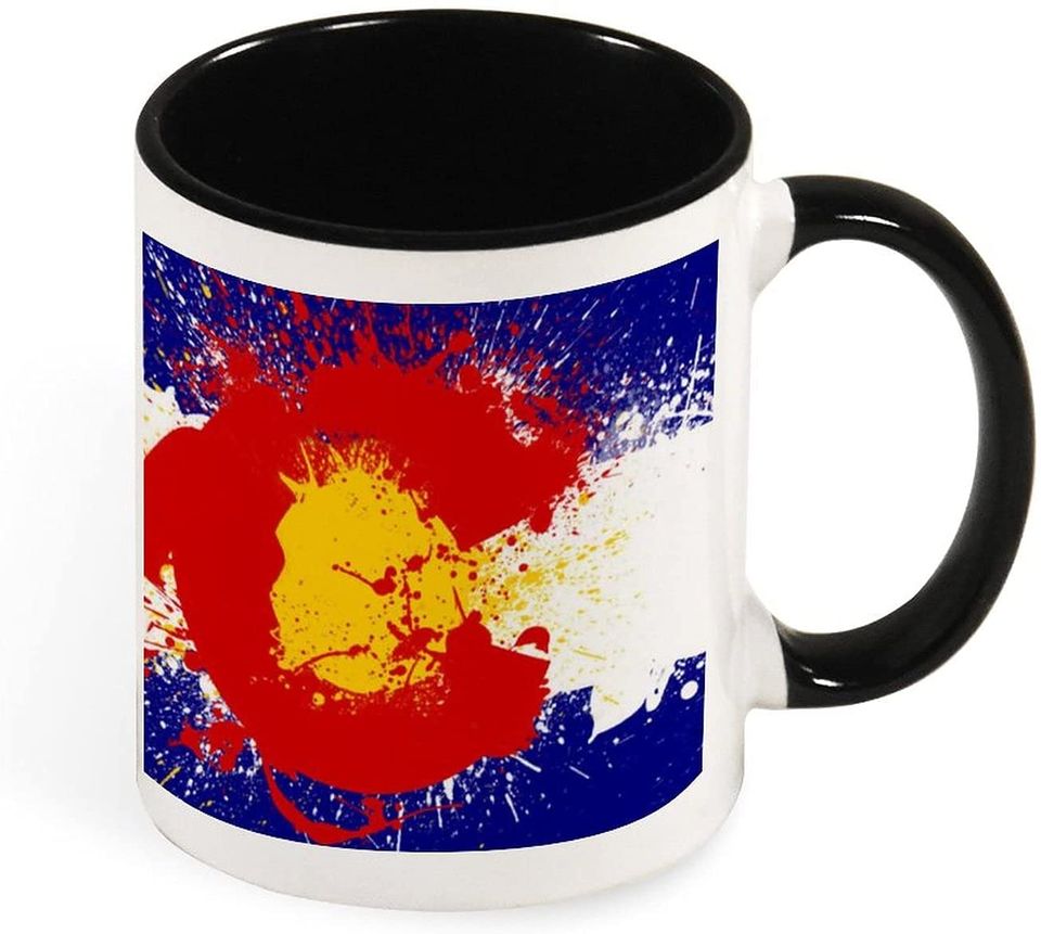 Colorful Colorado Flag White Ceramic Coffee Mug Printed Pattern Colorful Handle and Inside