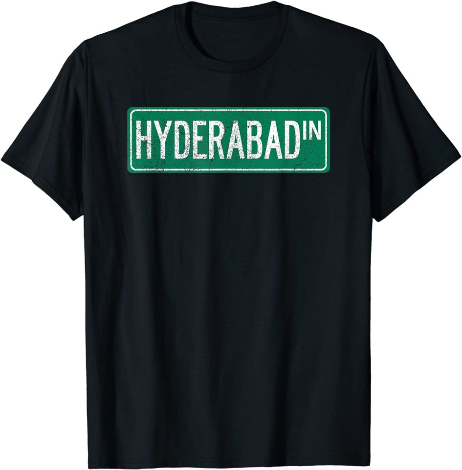 Retro Hyderabad India Street Sign T Shirt