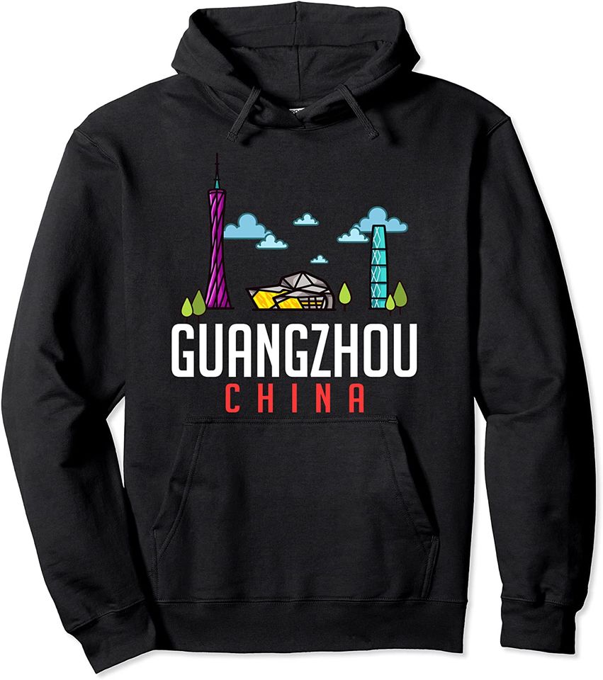 Guangzhou China City Skyline Map Travel Pullover Hoodie